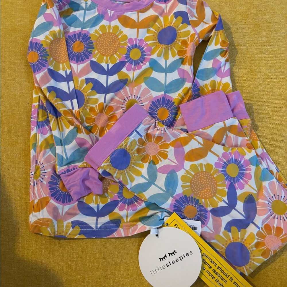 Little Sleepies Purple and Orange Floral Pajama- Petal Power